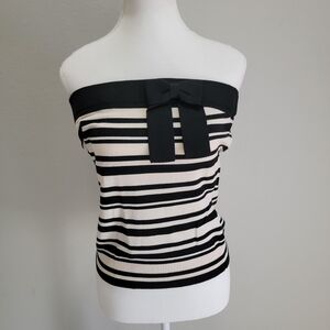 INC International Concepts Black and White Strapless Blouse